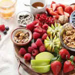 table full of fruit bowls