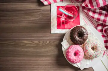 3 doughnuts on a table